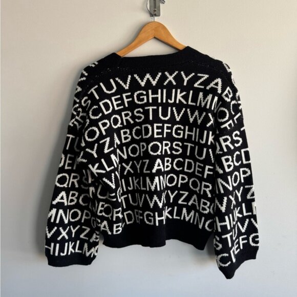 Fashion nova medium Trendy Black and White Lettered Cardigan - Picture 8 of 13